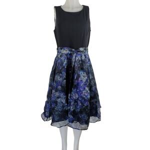 Eliza J Black Blue Women's Work Business Cruise Vacation Dress 14